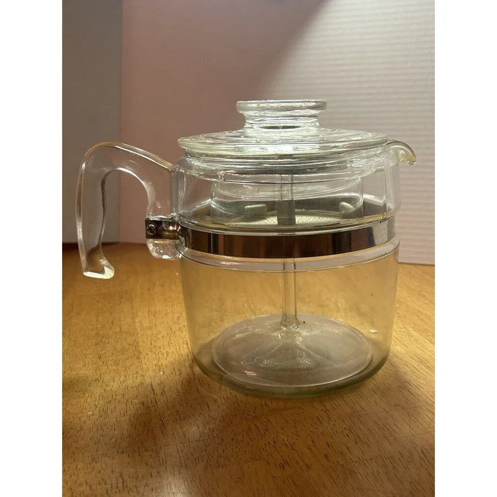 PYREX Flameware Glass Percolator Coffee Pot 6 Cup 7756 B Complete w/ Stem READ